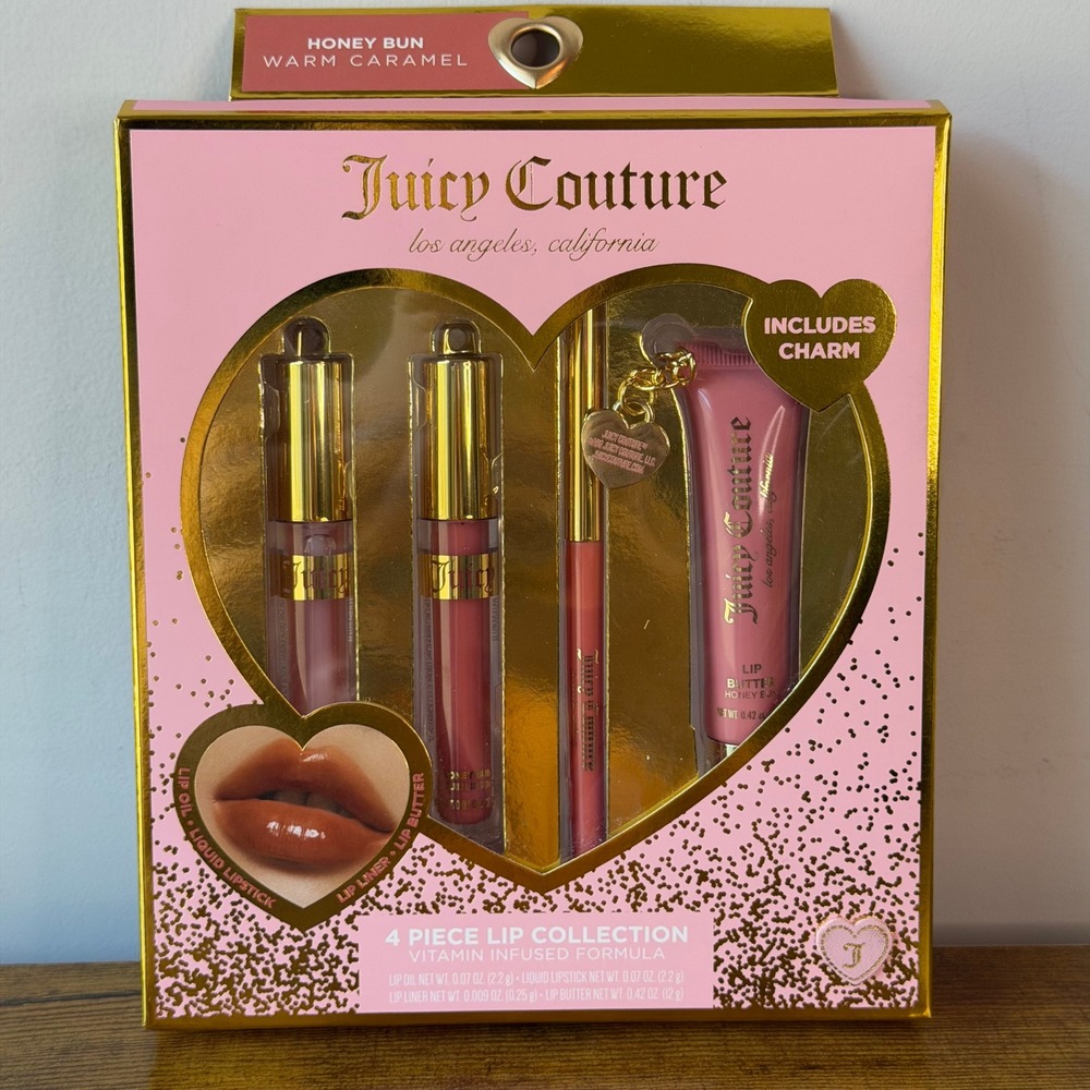 New Juicy Couture 4 Pc Liquid Lipstick Liner Oil Butter Kit Set Caramel Charm